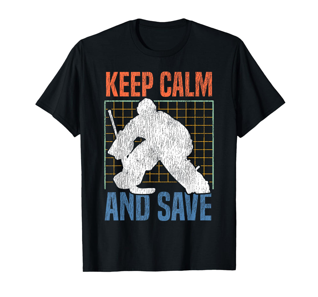 Ice Hockey Goalie Goalkeeper Keep Calm T-Shirt - Custom Art Print Unisex