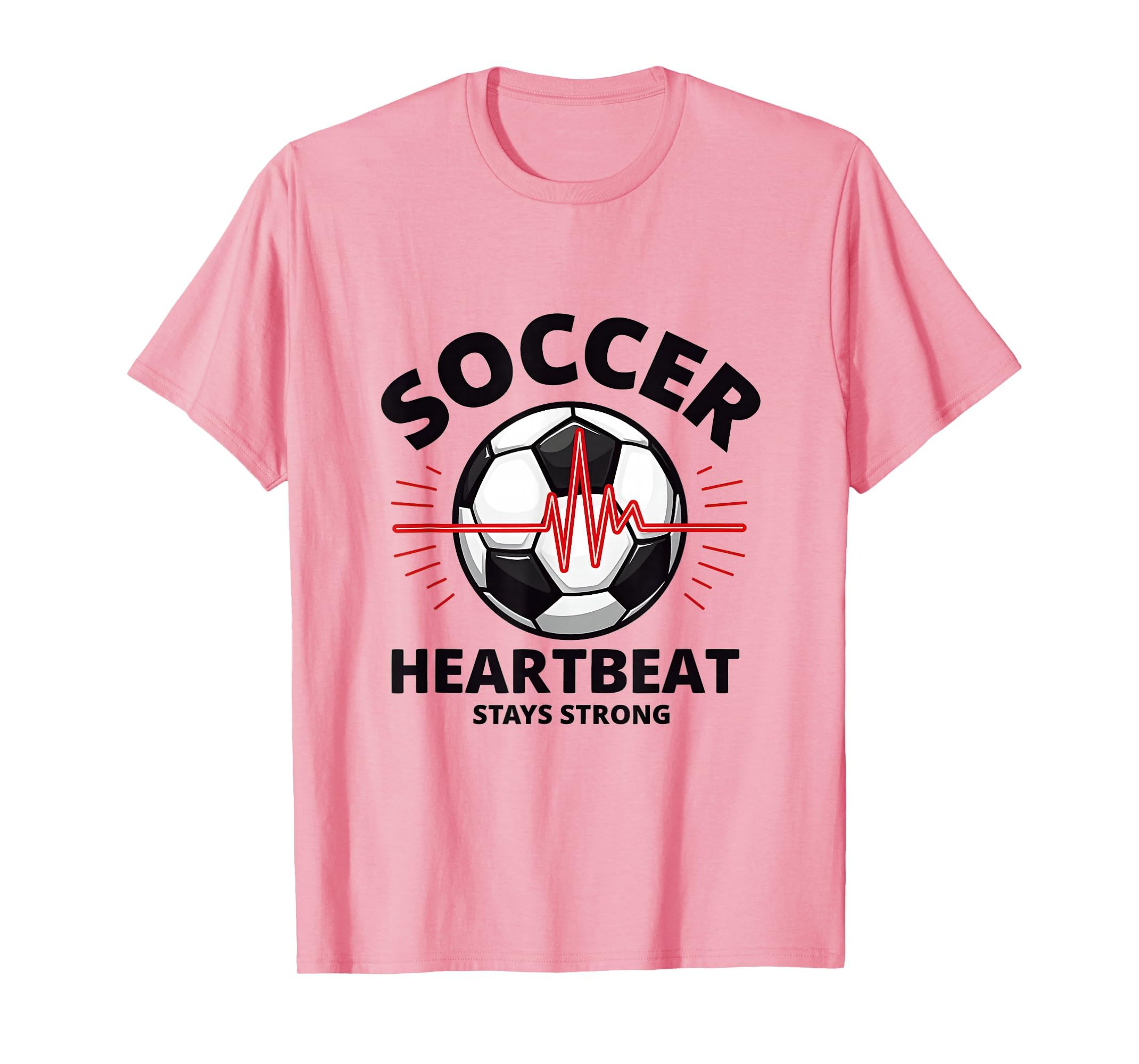 Soccer Heartbeat Stays Strong Athletic T-Shirt - Trendy Graphic Unisex