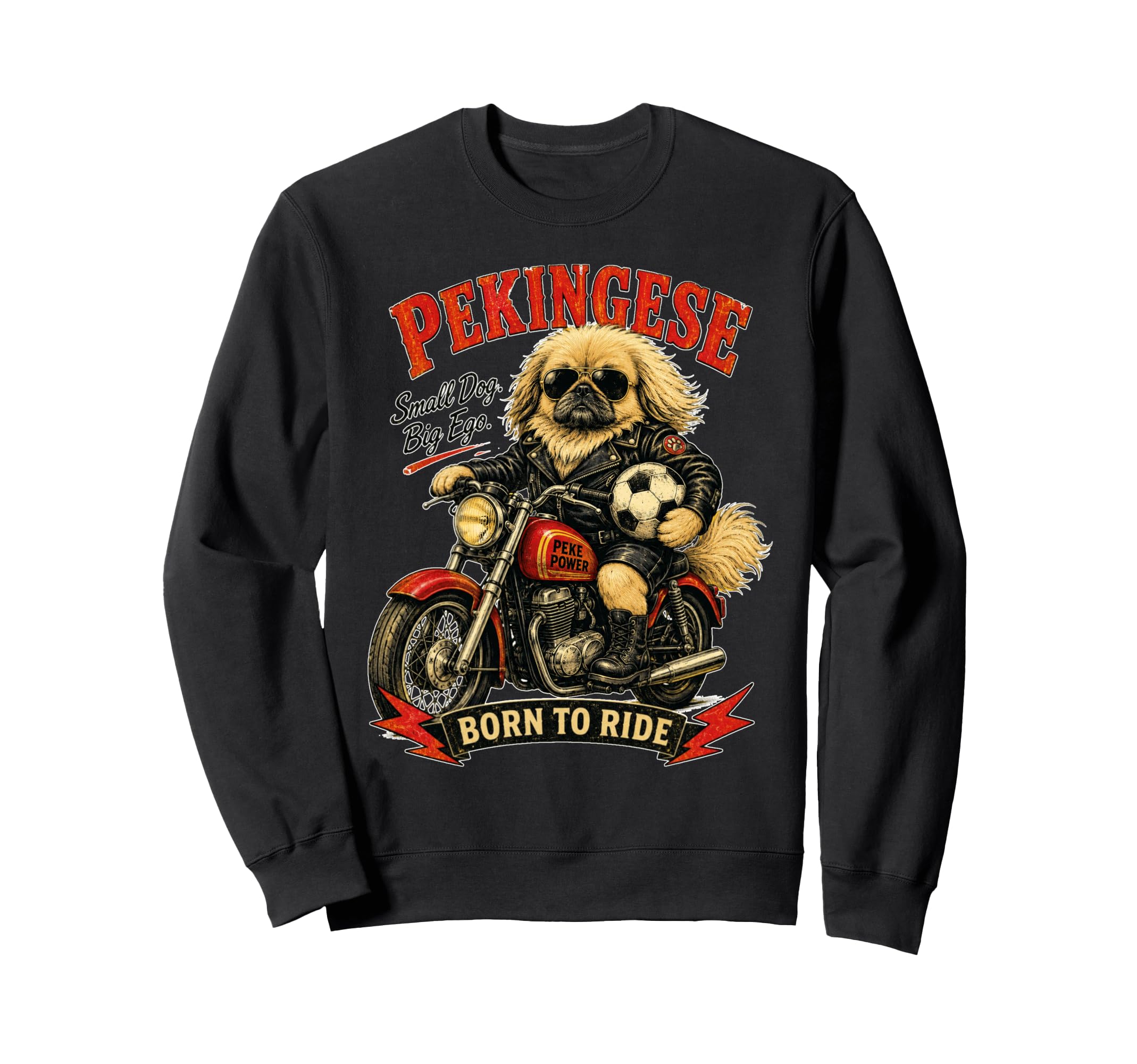 Pekingese Motorbike Love Footbal Sweatshirt - Trendy Graphic Men Women