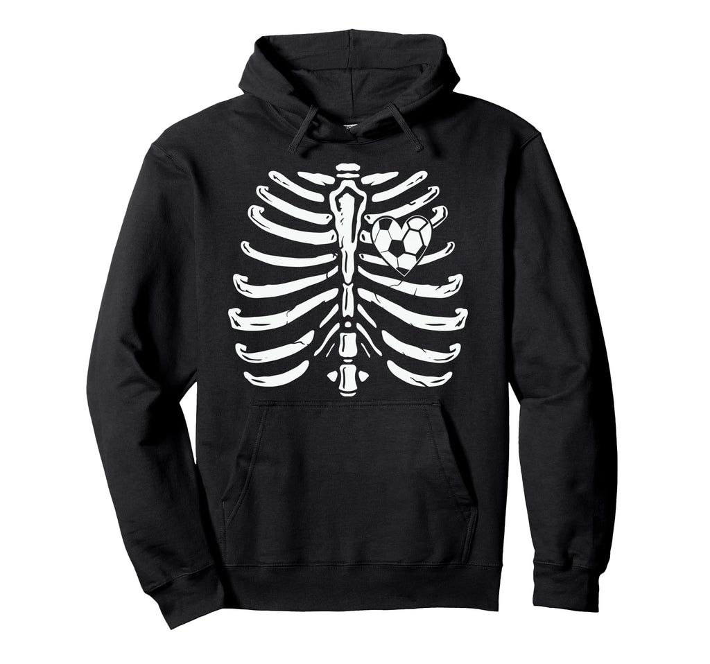 Soccer Player Heart Skeleton Ribs Hoodie - Novelty Apparel for Adults