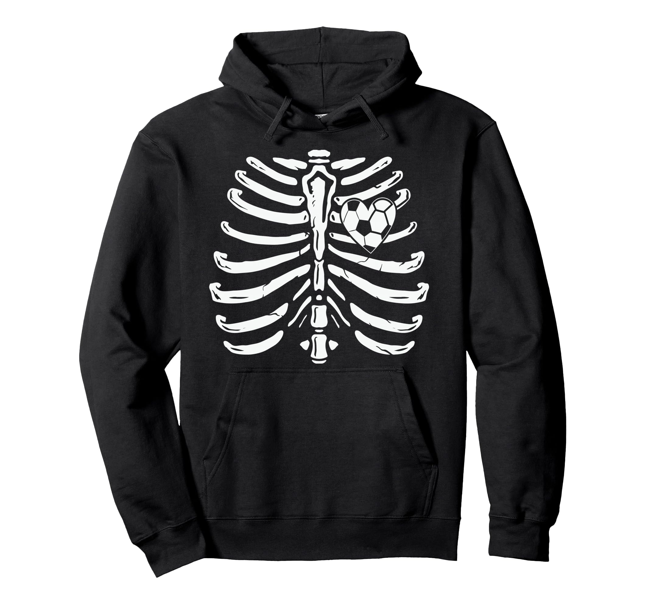 Soccer Player Heart Skeleton Ribs Hoodie - Novelty Apparel for Adults