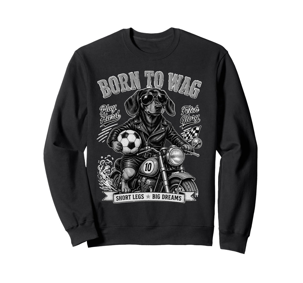 Dachshund Motorbike Love Footbal Sweatshirt - Aesthetic Graphic Unisex