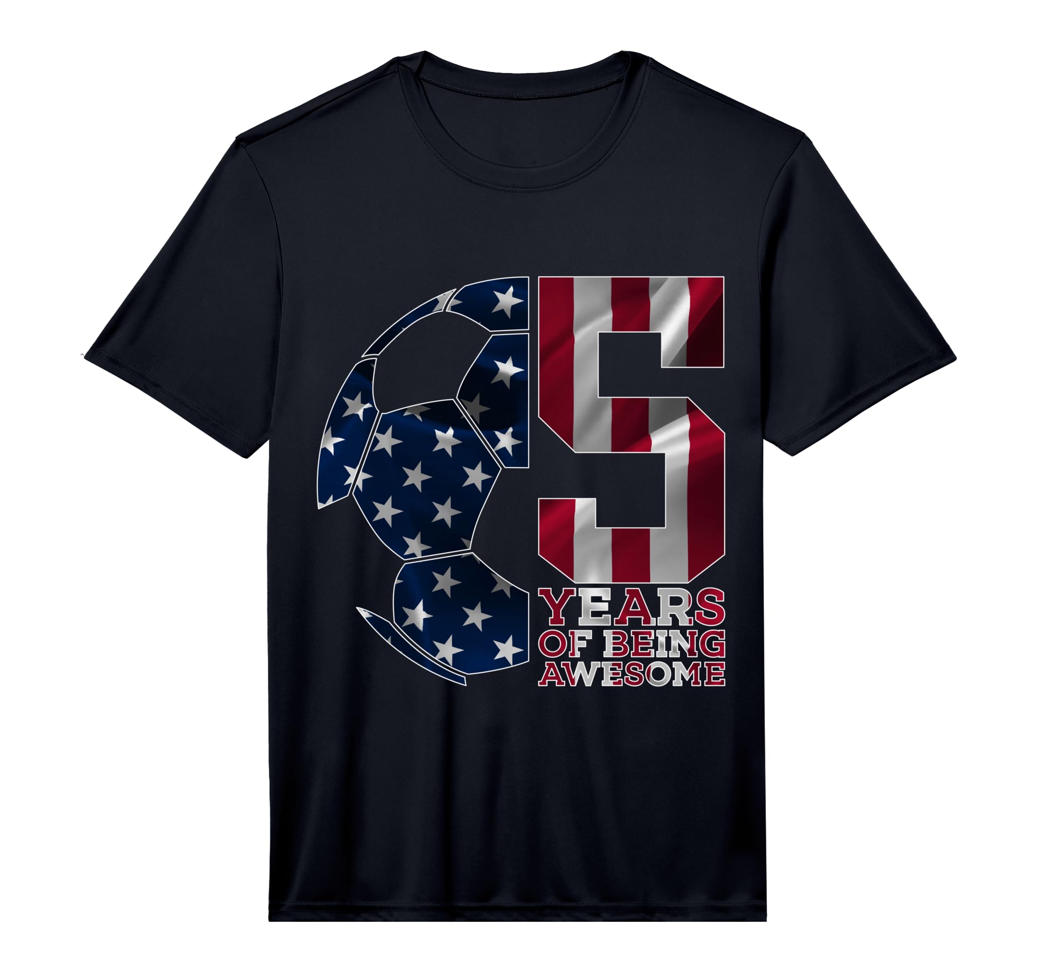 5 Years Being Awesome Soccer 5Th T-Shirt - Graphic Print Men Women