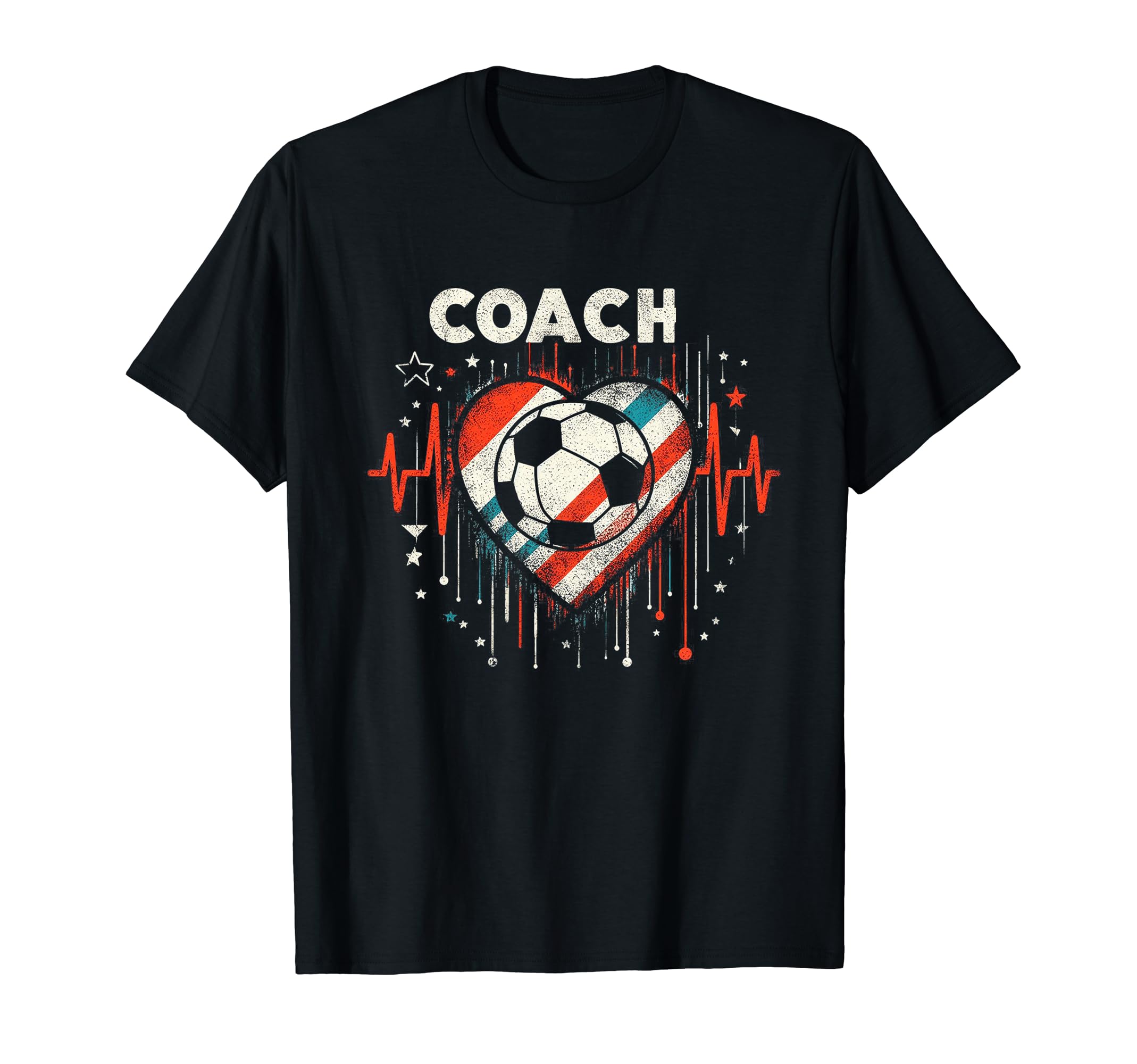 Soccer Coach Training Heart Beat T-Shirt - Graphic Print for Adults