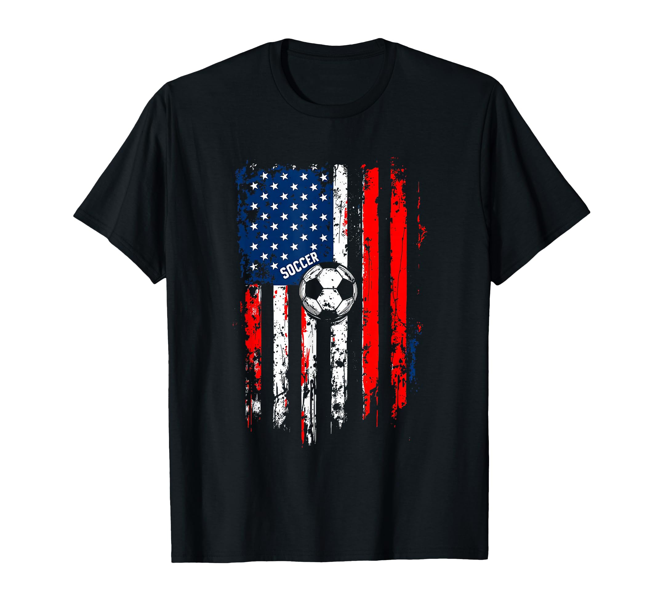 Soccer Distressed American Flag Soccer T-Shirt - Unique Graphic for Adults