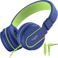 AILIHEN Kids Headphones, I35 On-Ear Headphones for School, Safe Volume 93dB, HD Mic Stereo Headphone for Kid Girls Boys, Foldable 3.5mm Wired for Chromebook, Laptop, Computer, Tablet (Blue Green)