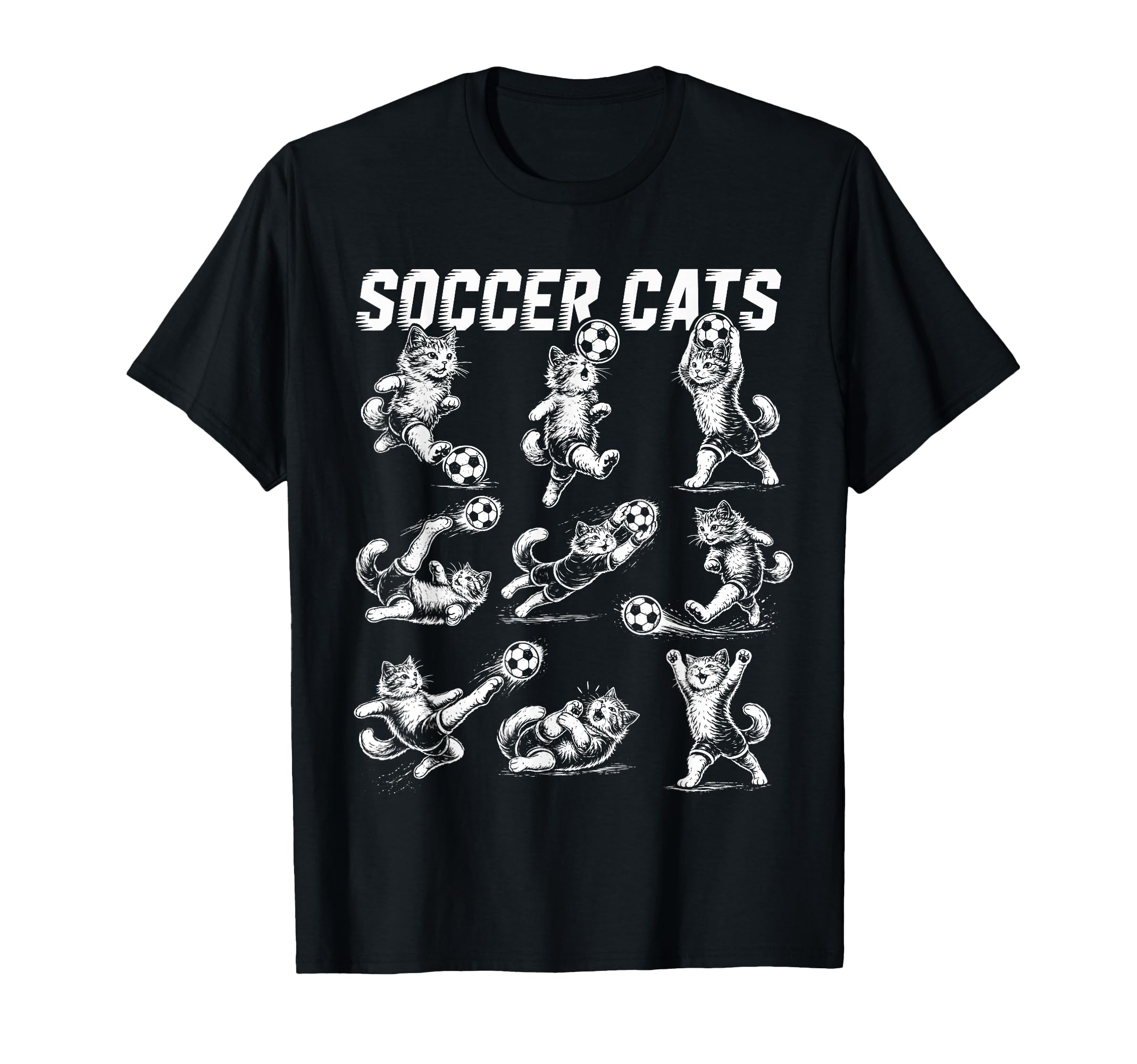 Soccer Cats Kitten Football T-Shirt - Streetwear Style for Adults