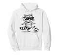 Raccoon Soccer Player Sunglasses Hand Hoodie - Casual Everyday Wear Unisex