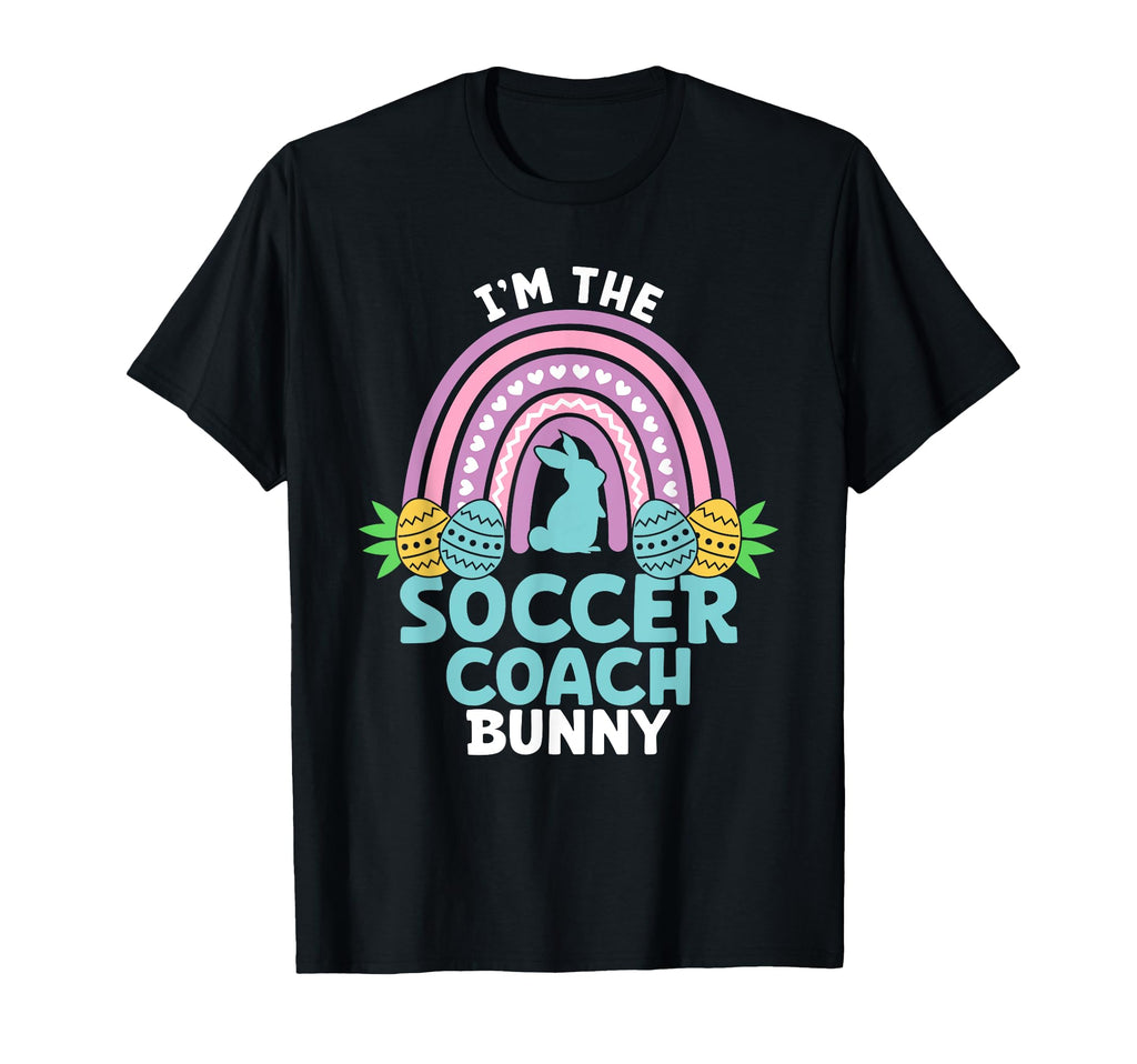Happy Easter Day Im Soccer Coach Bunny T-Shirt - Graphic Print Unisex