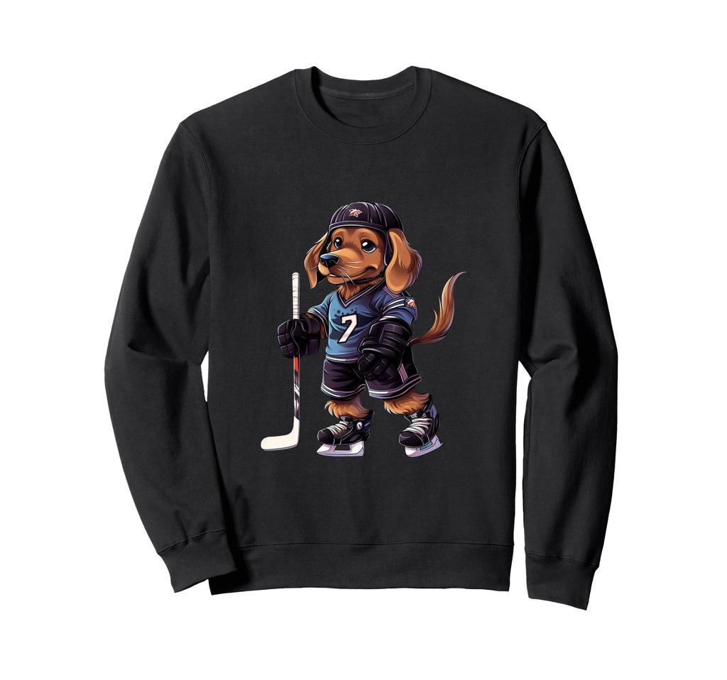 Dachshund Ice Hockey Player Dog Sweatshirt - Aesthetic Graphic Men Women