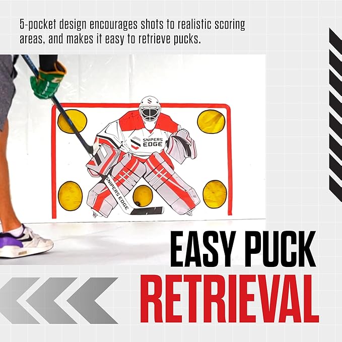Snipers Edge Hockey Shooting Tarp – Tarp Made of Heavy Duty Vinyl – Develop a Stronger Slap and Wrist Shot Without Damaging Drywall or Breaking Windows