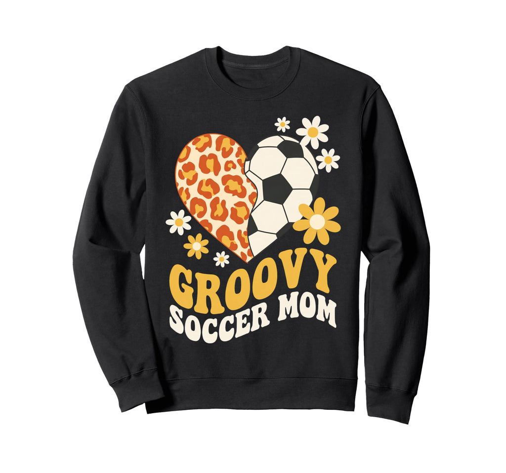 Groovy Leopard Floral Soccer Heart Sweatshirt - Streetwear Style Men Women