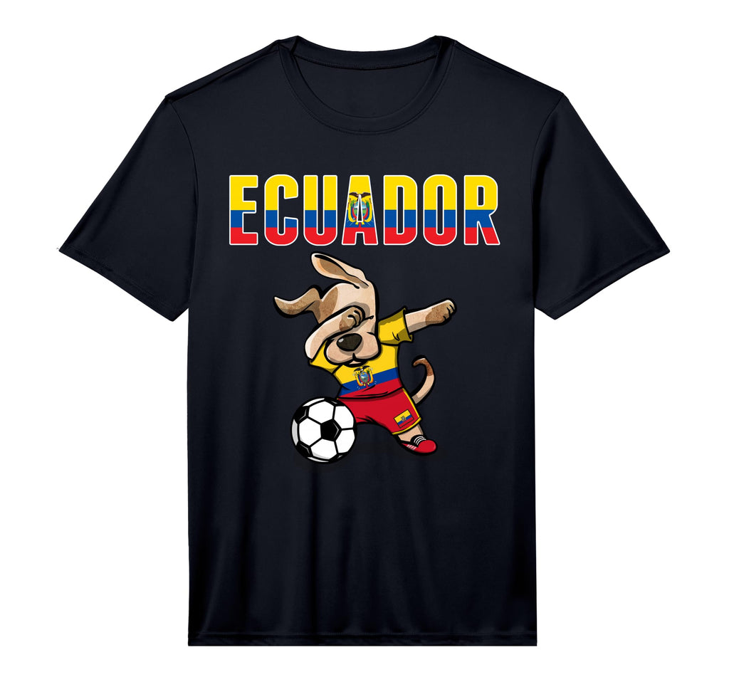 Dabbing Dog Ecuador Soccer Fans Jersey T-Shirt - Trendy Graphic Unisex
