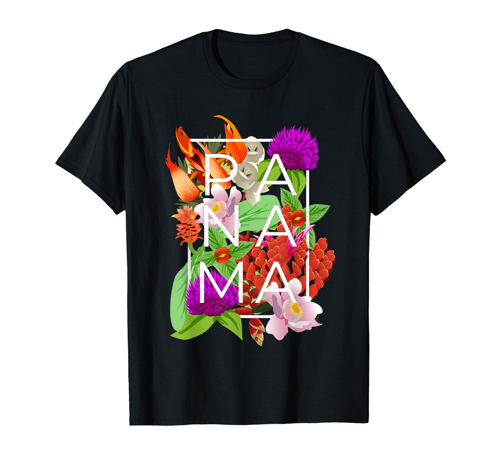 Flowers Panama Word Art Panamanian T-Shirt - Fun Novelty Design for Adults