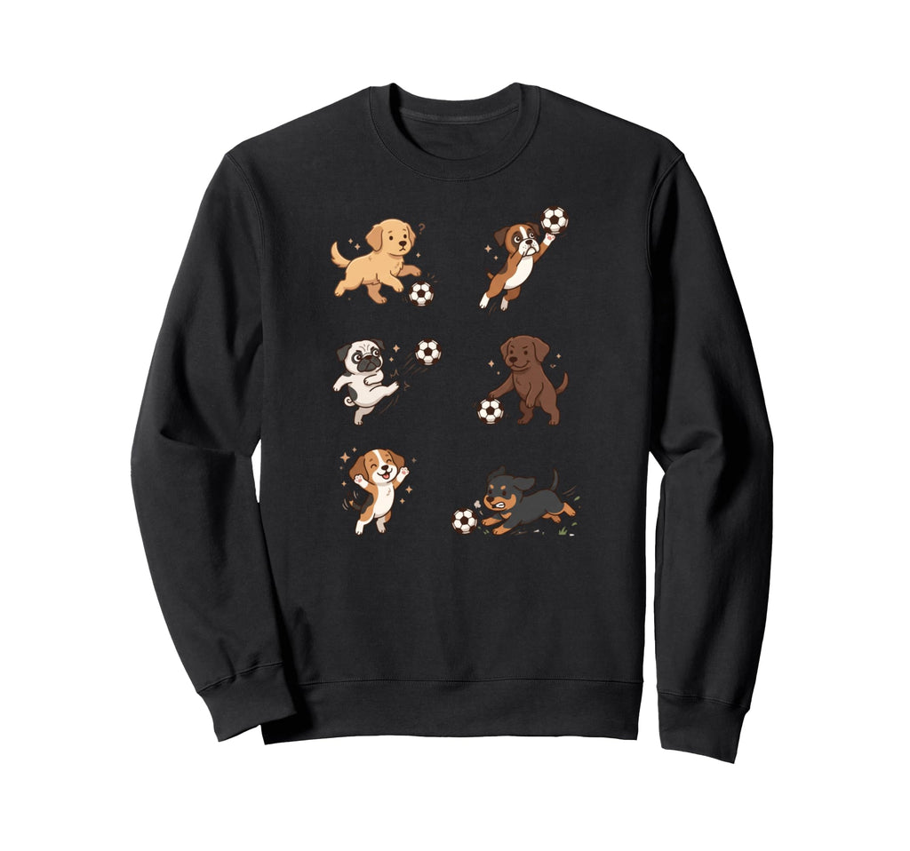 Silly Dogs Playing Soccer Sweatshirt - Casual Everyday Wear for Adults