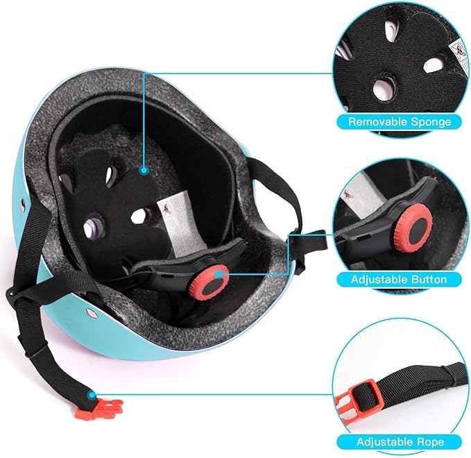 Adjustable Helmet for Ages 3-16 Kids Toddler Boys Girls Youth,Protective Gear with Elbow Knee Wrist Pads for Multi-Sports Skateboarding Bike Riding Scooter Inline skatings Longboard Roller Skate