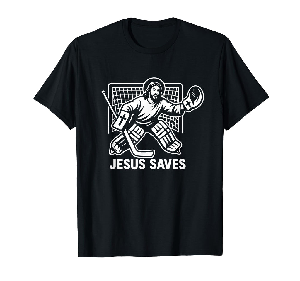 Hockey Goalie Goalkeeper Jesus T-Shirt - Fun Novelty Design for Adults