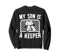 My Son Is Hockey Keeper Mom Sweatshirt - Minimalist Print for Adults