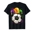 Soccer Mardi Gras Vibes Festive T-Shirt - Fun Novelty Design for Adults