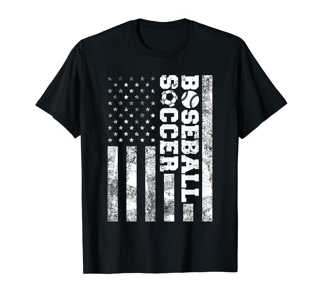 American Distressed Flag Funny Soccer T-Shirt - Graphic Print Unisex