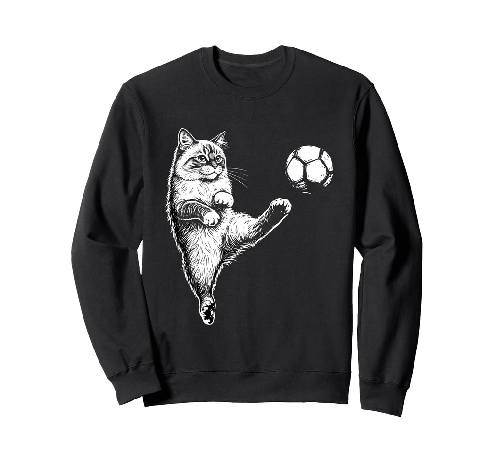 Funny Soccer Cat Kicking Ball Pet Sweatshirt - Fun Novelty Design Unisex