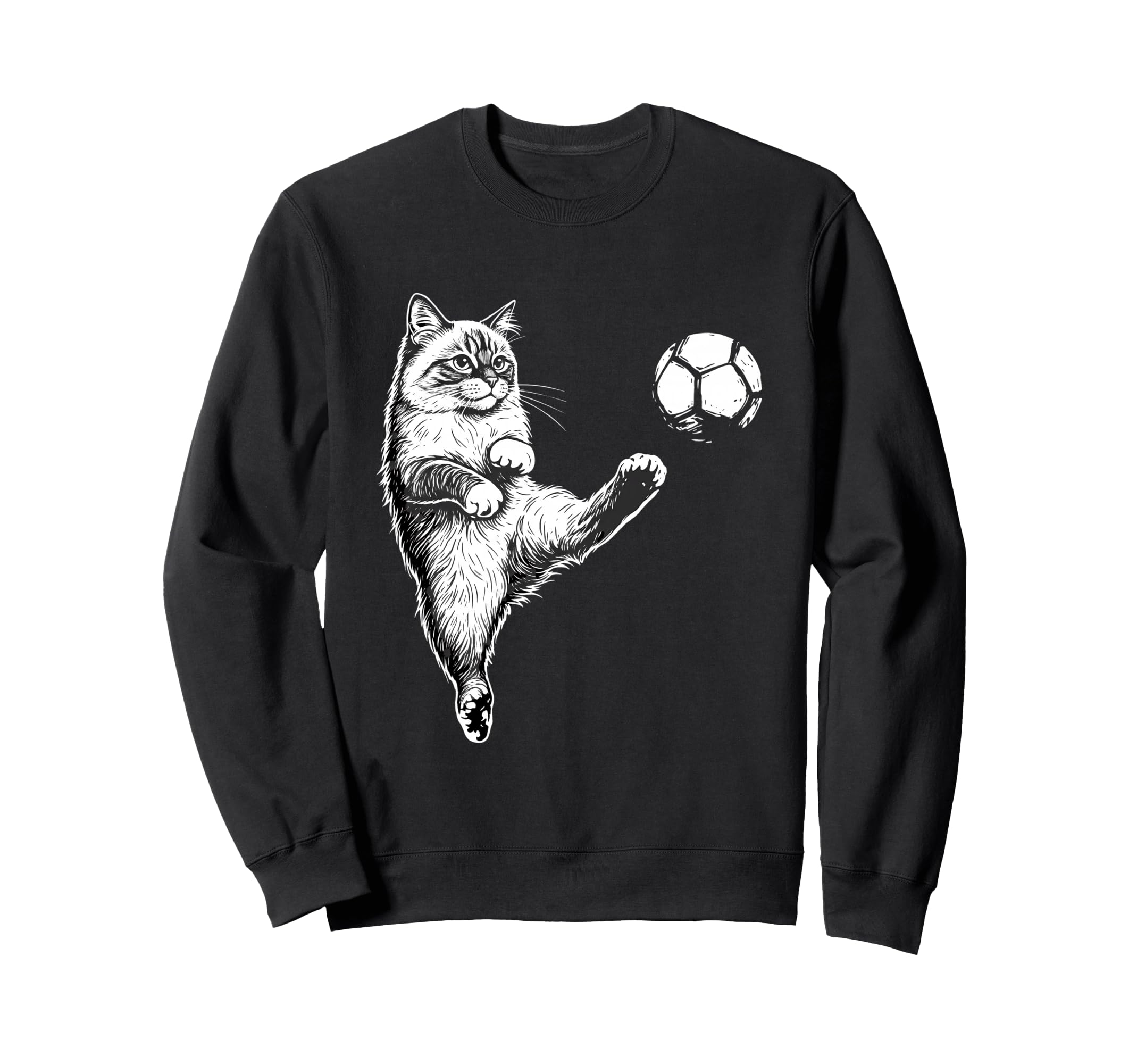Funny Soccer Cat Kicking Ball Pet Sweatshirt - Fun Novelty Design Unisex