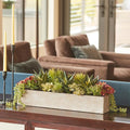 Oblong Faux Succulent Arrangement, 27" Premium Artificial Indoor Plant Enhances Interior Design, Display on any Surface in Your Home Adding an Inviting Touch of Nature, Natural Planter Pot Included