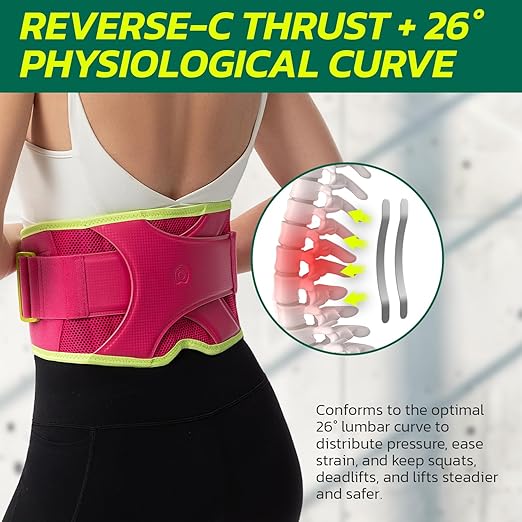 Back Brace for Lower Back Pain Relief, 8X Powerful Support System,Lumbar Support Belt for Men & Women Ergonomic 3D knitted Design with Adjustable Strap for Fitness Running Home Pilates Pink M