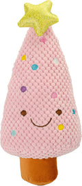 Giftable World Holiday Plush Pet Toy Fun for Christmas Designs with Squeaker Dog Chew Toy (10" Pink Terry Tree w/Squeaker & Crinkle)