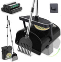 UPSKY Dog Pooper Scooper Swivel Bin & Rake Kit with 100 Waste Bags,33.4" Stainless Steel Long Handle Heavy Duty Pet Poop Shovel for Large Medium Small Dogs, Odor-Proof Lid for Yard/Lawn/Outdoor Use