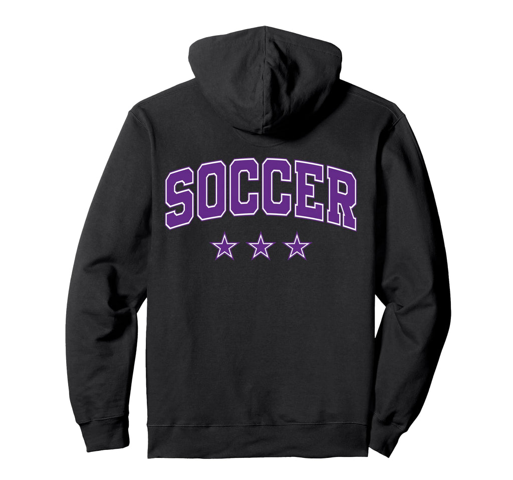 Soccer All Purple Stars Text Hoodie - Minimalist Print Unisex