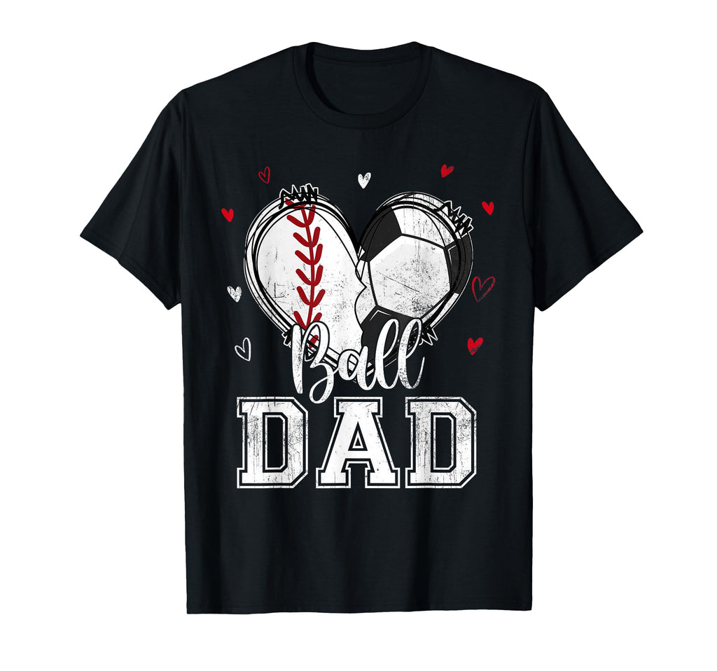 Ball Dad Baseball Soccer Heart Nana T-Shirt - Minimalist Print Men Women