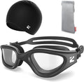 ZIONOR G1 Lite Swim Goggles with Swim Cap Comfortable Anti-fog Swimming Goggles Cap Set for Adult Men Women