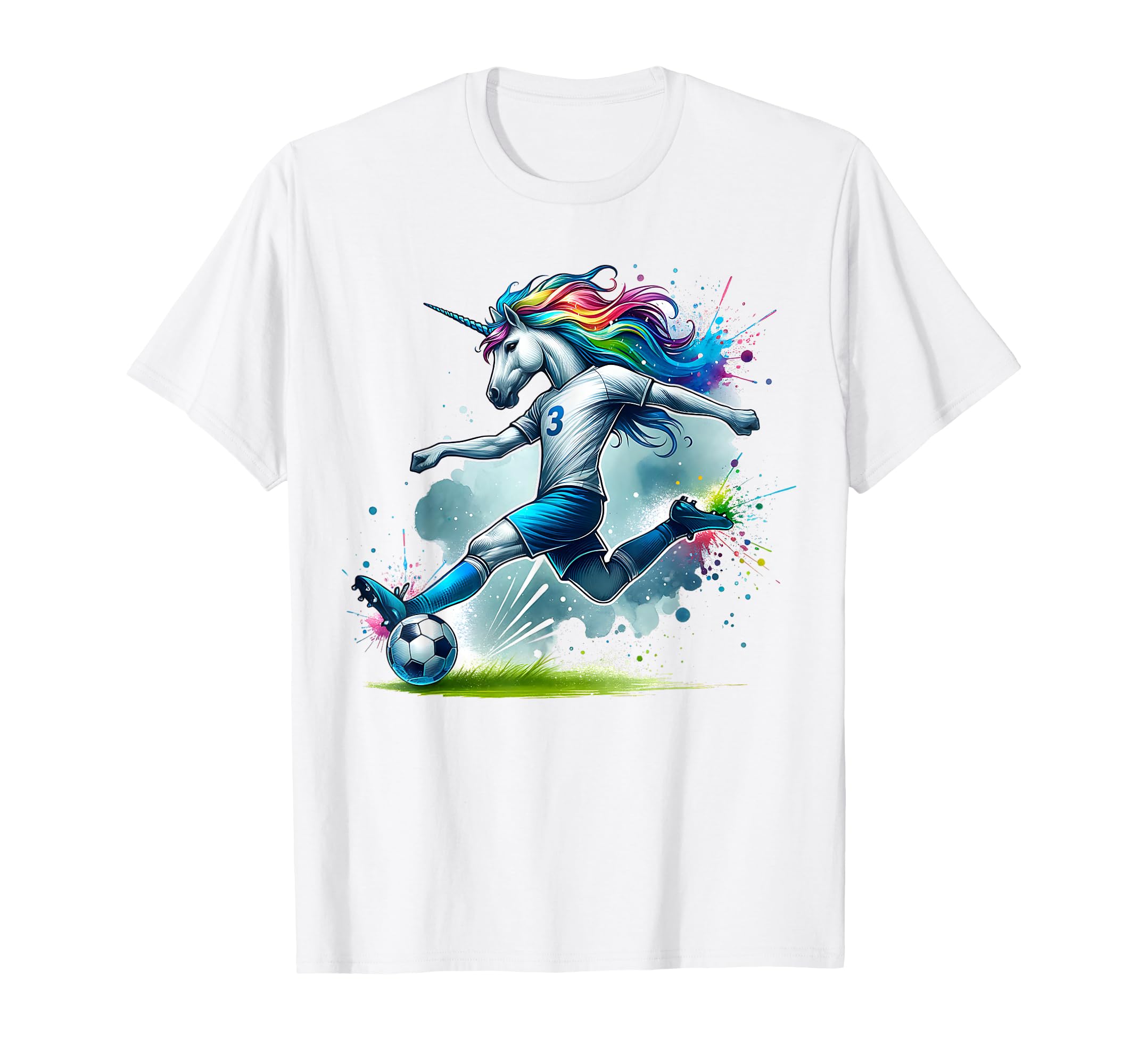 Footballer Unicorn Fans Soccer Team T-Shirt - Graphic Print Men Women