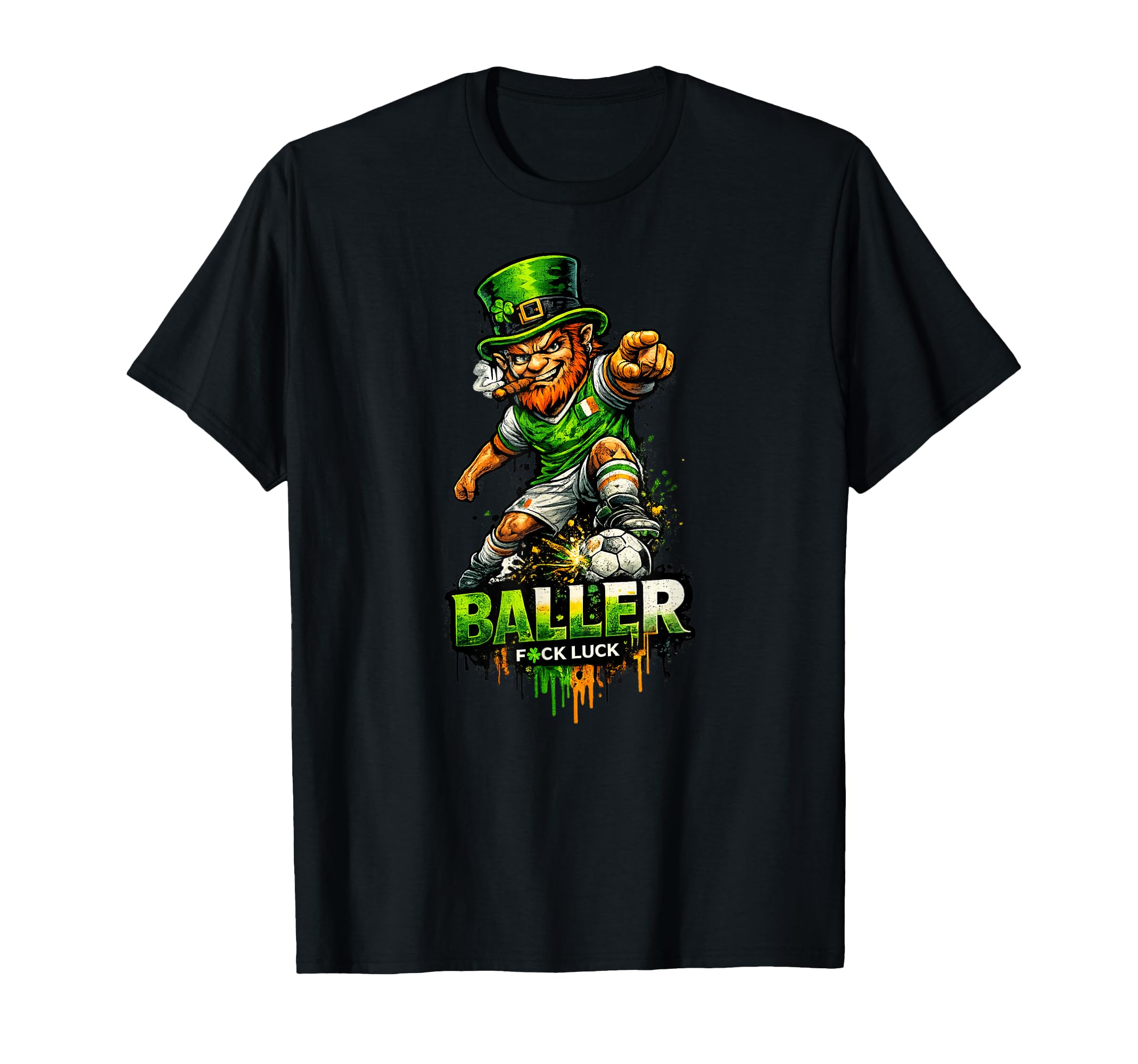 Soccer Leprechaun St Patricks Irish T-Shirt - Custom Art Print Men Women