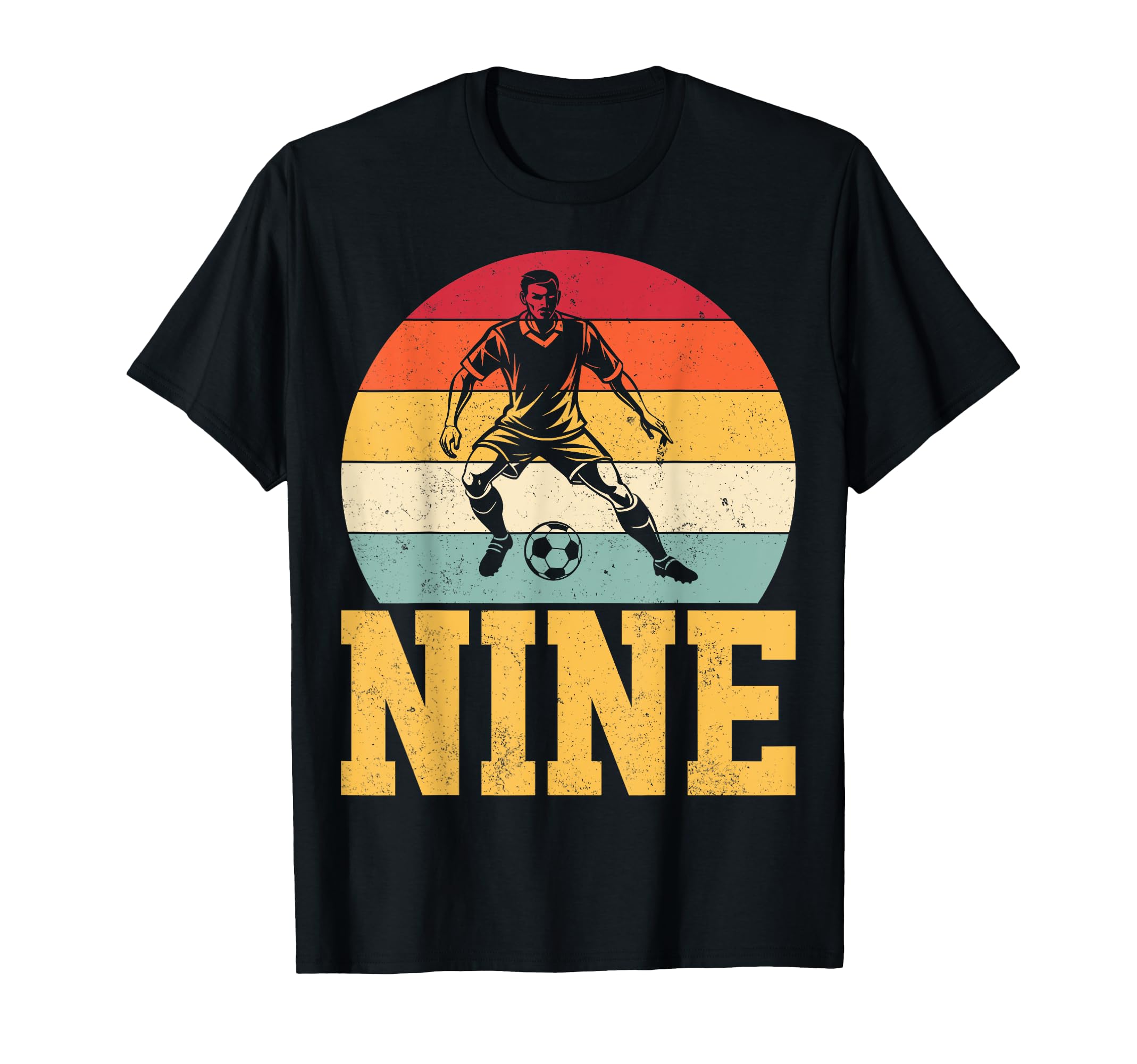 Nine Birthday 9 Years Old Soccer T-Shirt - Minimalist Print Men Women