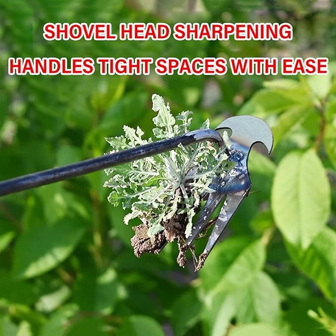 Amposei Weeding Artifact Uprooting Weeding Tool, Multifunctional Weeder, Hand Weeder Tool, Stand Up Weed Puller Tool with Handle for Garden Yard Farm Weed Removal (20in, Black Metal Handle)