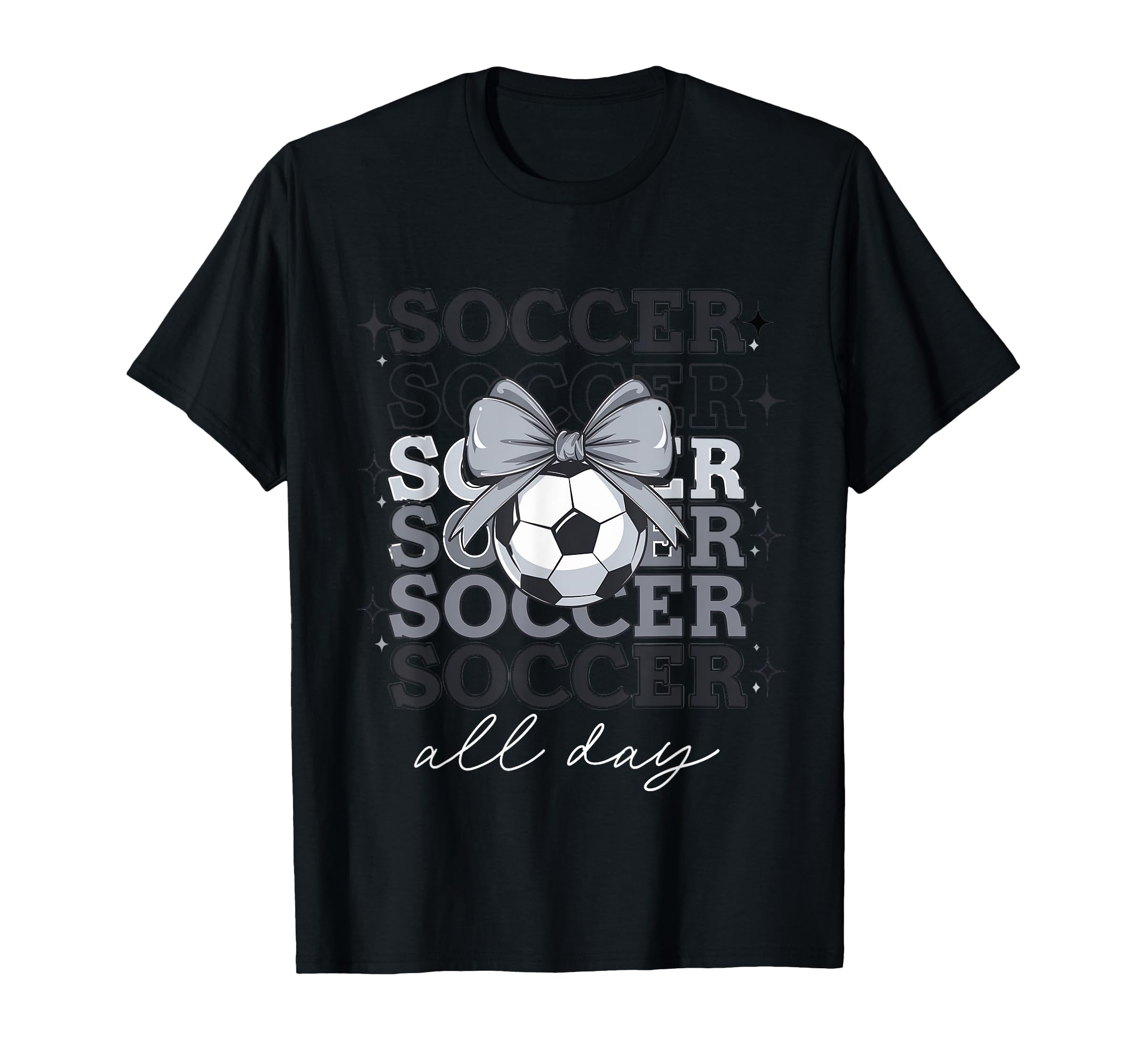 Groovy Soccer Coquette Bow Soccer All Day T-Shirt - Graphic Print Unisex