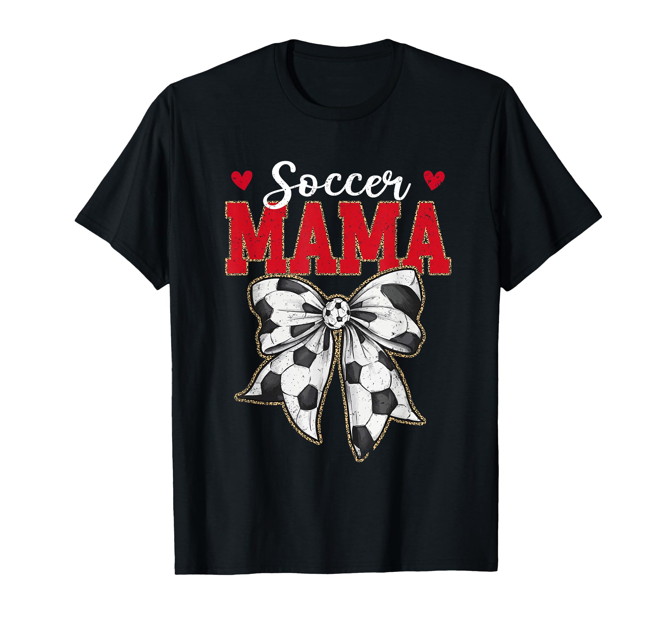 Soccer Mama Bow Leopard Soccer Lovers T-Shirt - Trendy Graphic Unisex