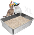 LIHONG Stainless Steel Cat Litter Box,Extra Large Metal Litter Box for Big Cats Kitty Rabbits,No Smell,Non Stick,Easy to Clean(24" Lx16 Wx8 H,XL)