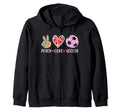 Peach Love Soccer Peace Heart Gift Play T-Shirt - Graphic Print for Adults