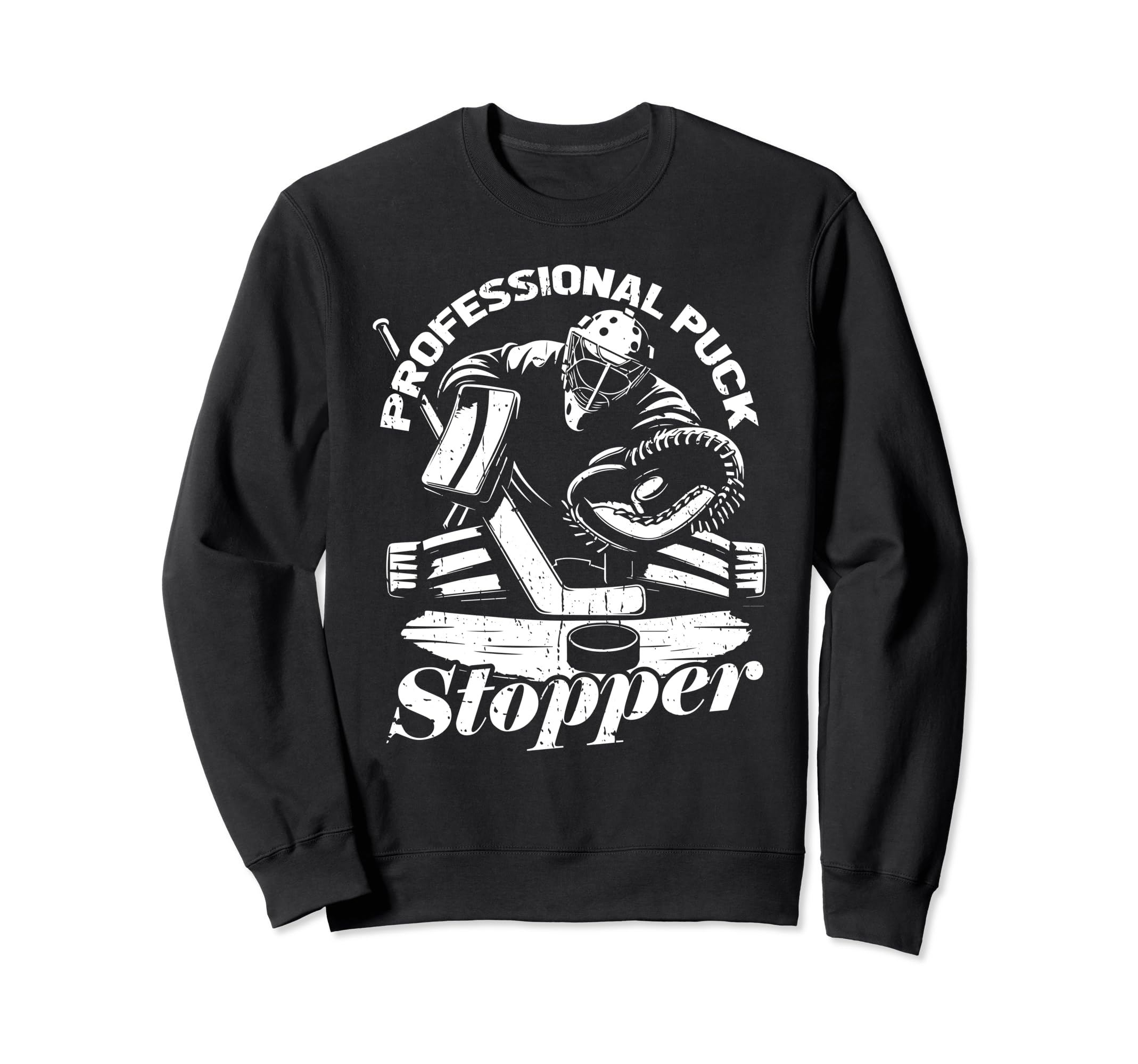 Hockey Puck Goalkeeper Ice Sweatshirt - Fun Novelty Design for Adults