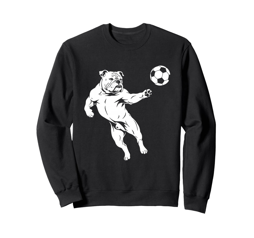 Bulldog Playing Soccer Funny Dog Lover Sweatshirt - Graphic Print Unisex