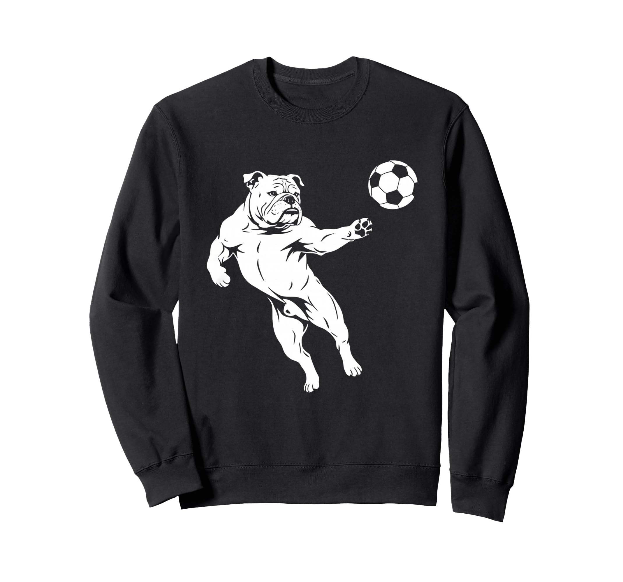 Bulldog Playing Soccer Funny Dog Lover Sweatshirt - Graphic Print Unisex