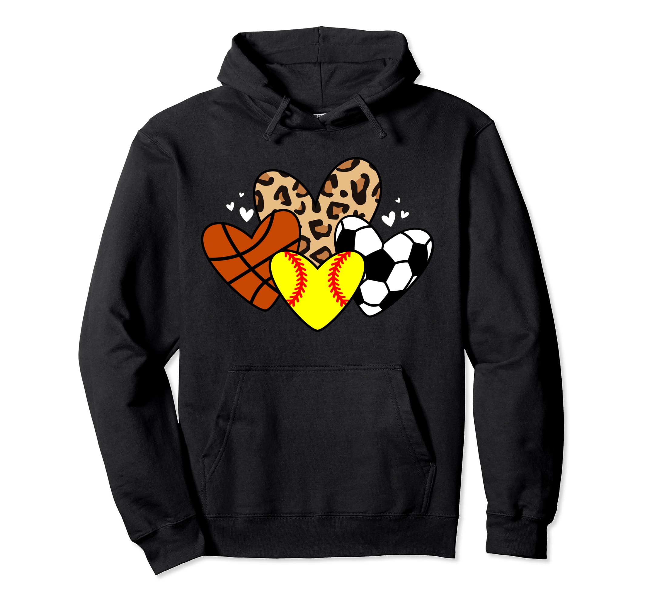 Softball Soccer Basketball Heart Funny Hoodie - Minimalist Print Unisex