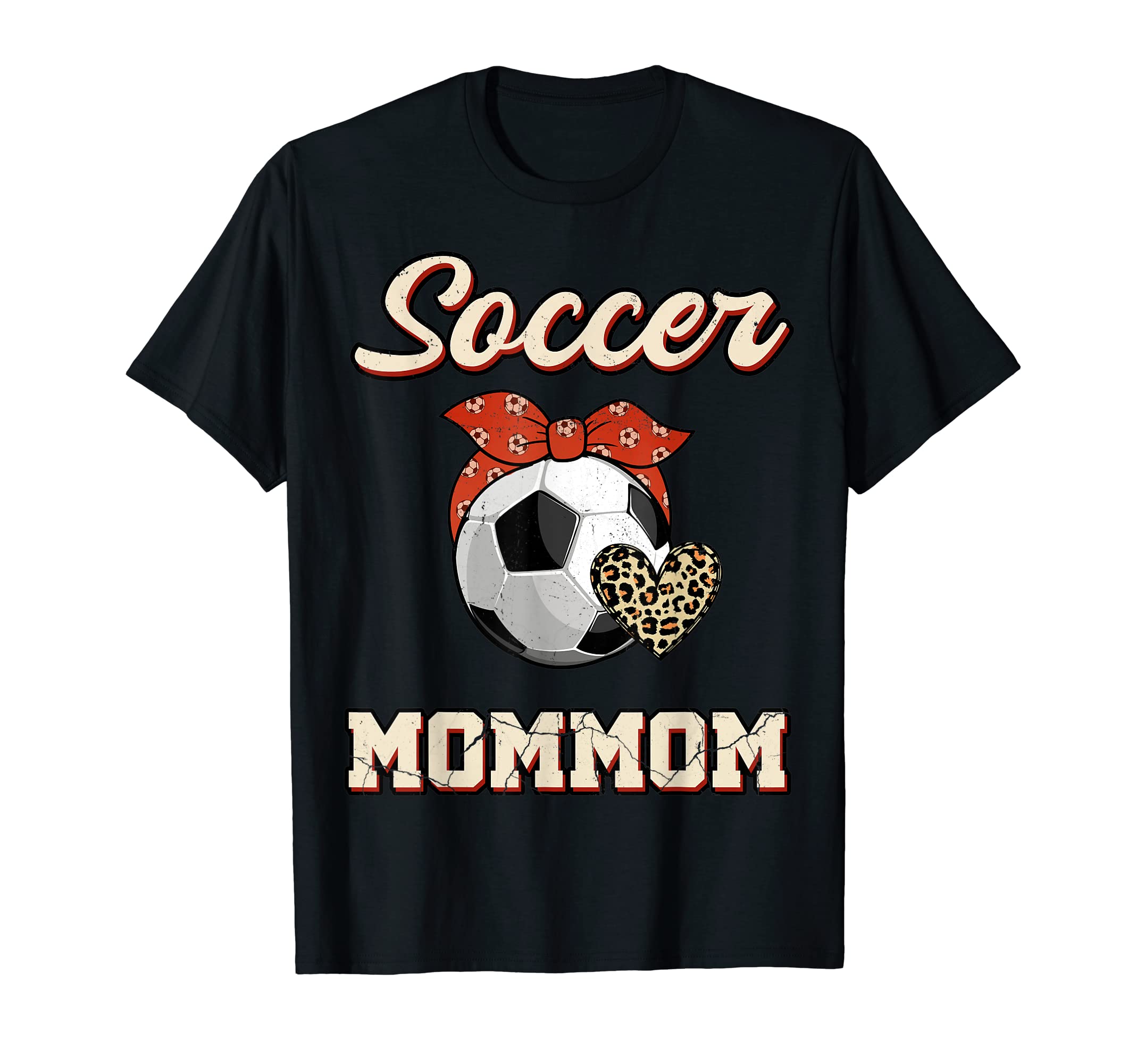 Soccer Mommom Bandana Leopard Heart T-Shirt - Unique Graphic Men Women