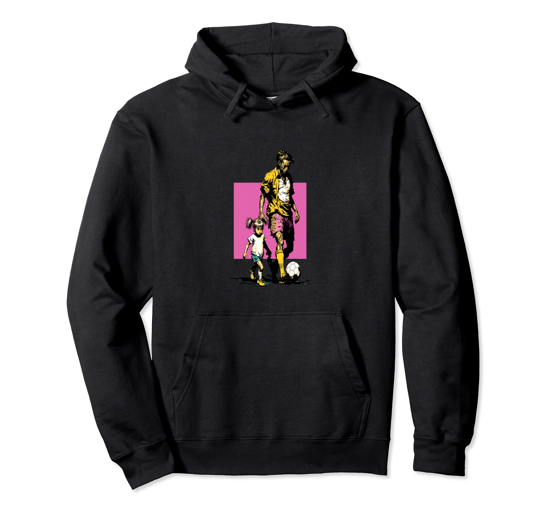 Dad And Daughter Playing Football Pop Hoodie - Aesthetic Graphic Unisex