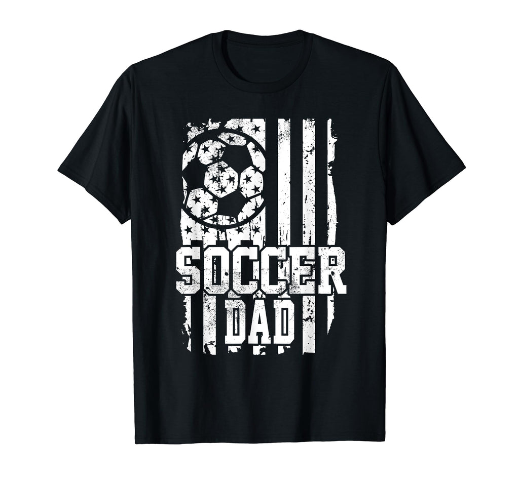 Usa Flag Soccer Dad Soccer Game T-Shirt - Casual Everyday Wear for Adults