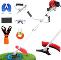 52cc Gas Powered Weed Eater and Brush Cutter 3-in-1, Heavy Duty Straight Shaft String Trimmer with Harness and 2 Heads for Tough Weeds, Grass, and Land Clearing (PT6082)