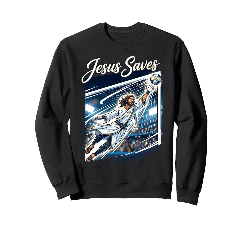 Jesus Christ Saves Christian Soccer Sweatshirt - Trendy Graphic Unisex